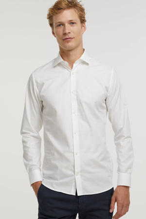 slim fit overhemd JPRBLAROYAL van biologisch katoen wit