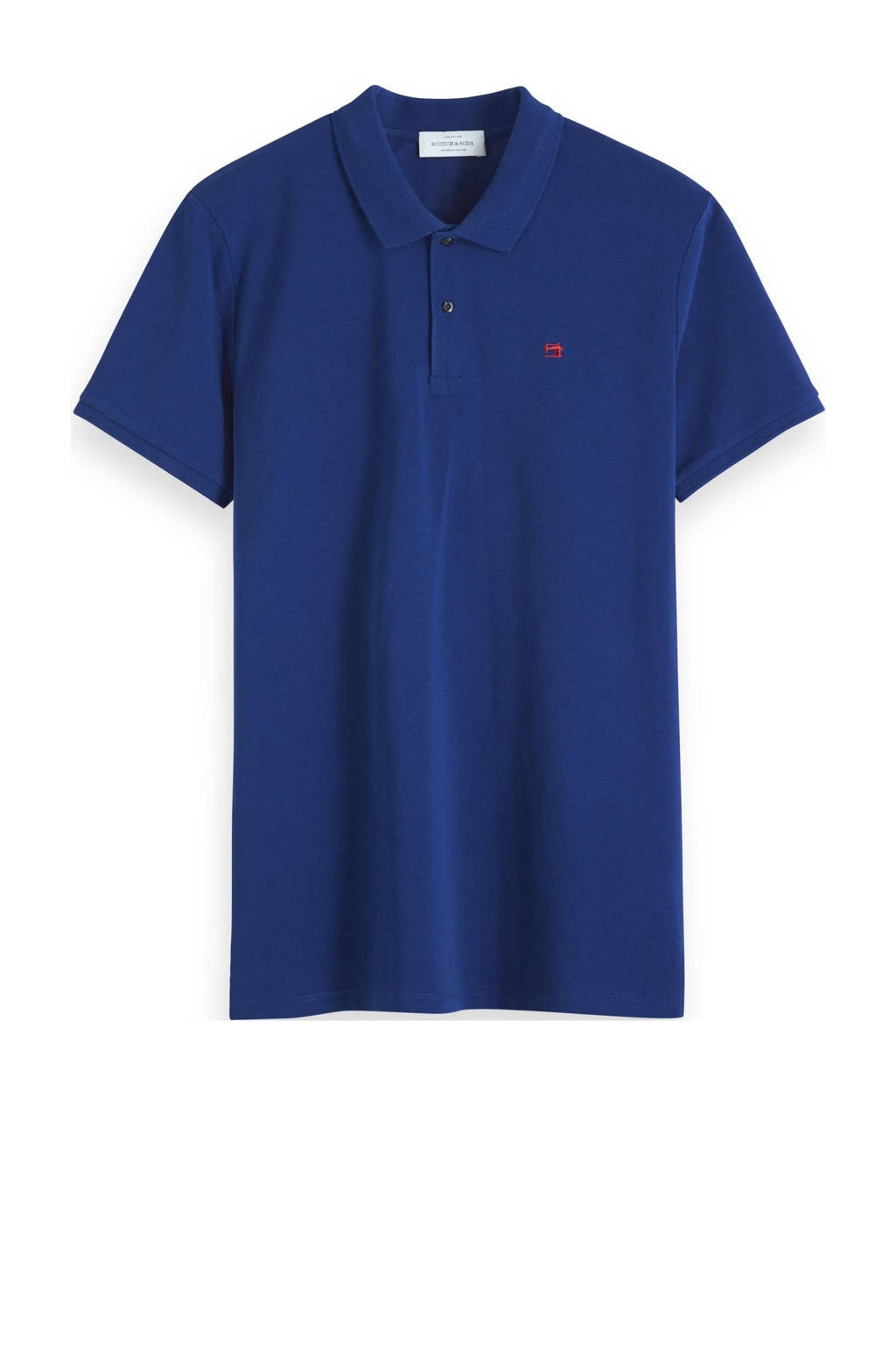 Scotch & Soda regular fit polo kobaltblauw, Kobaltblauw
