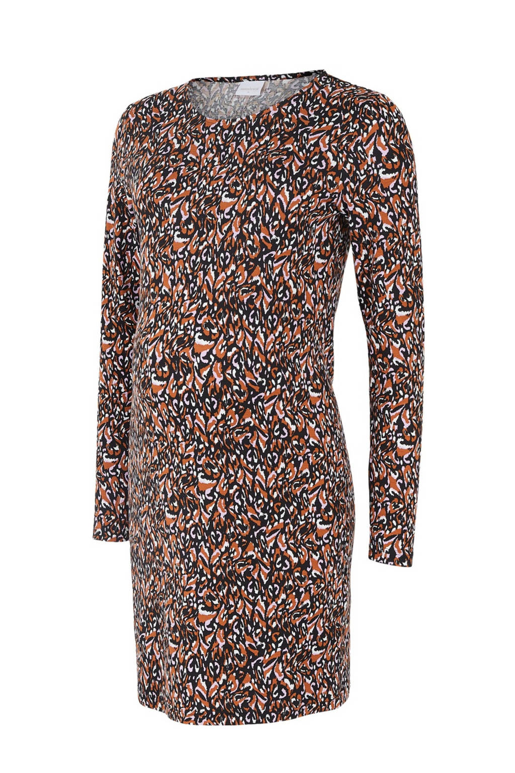 MAMALICIOUS zwangerschapsjurk Melisa met all over print bruin/zwart, Bruin/zwart