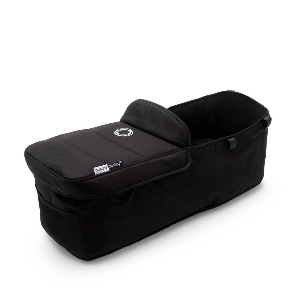 Bugaboo Donkey 3 wiegbekleding compleet, zwarte stof en zwarte zonnekap