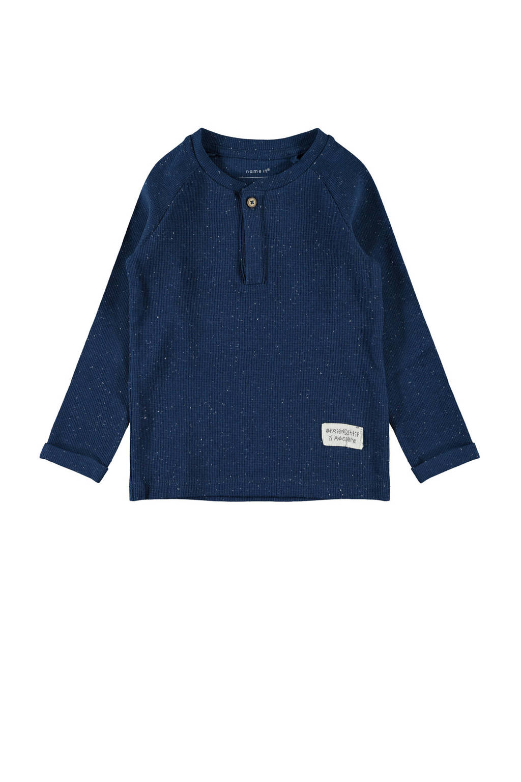 NAME IT MINI longsleeve Nicko met biologisch katoen petrol, Petrol