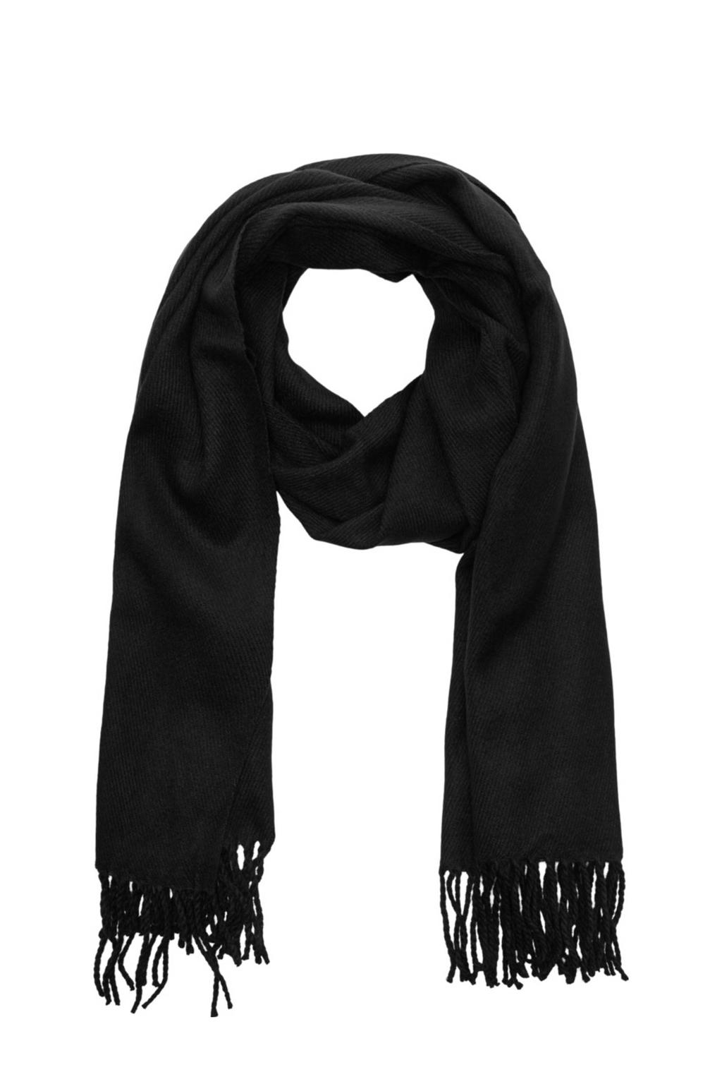 JACK & JONES sjaal met franjes JACSOLID zwart