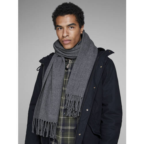 JACK & JONES sjaal met franjes JACSOLID grijs afbeelding