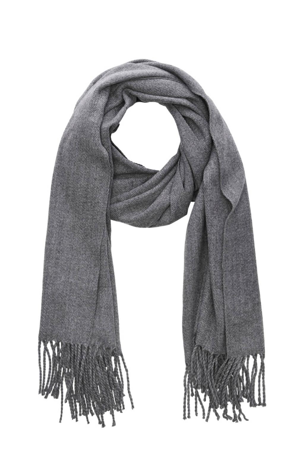 JACK & JONES sjaal met franjes JACSOLID grijs