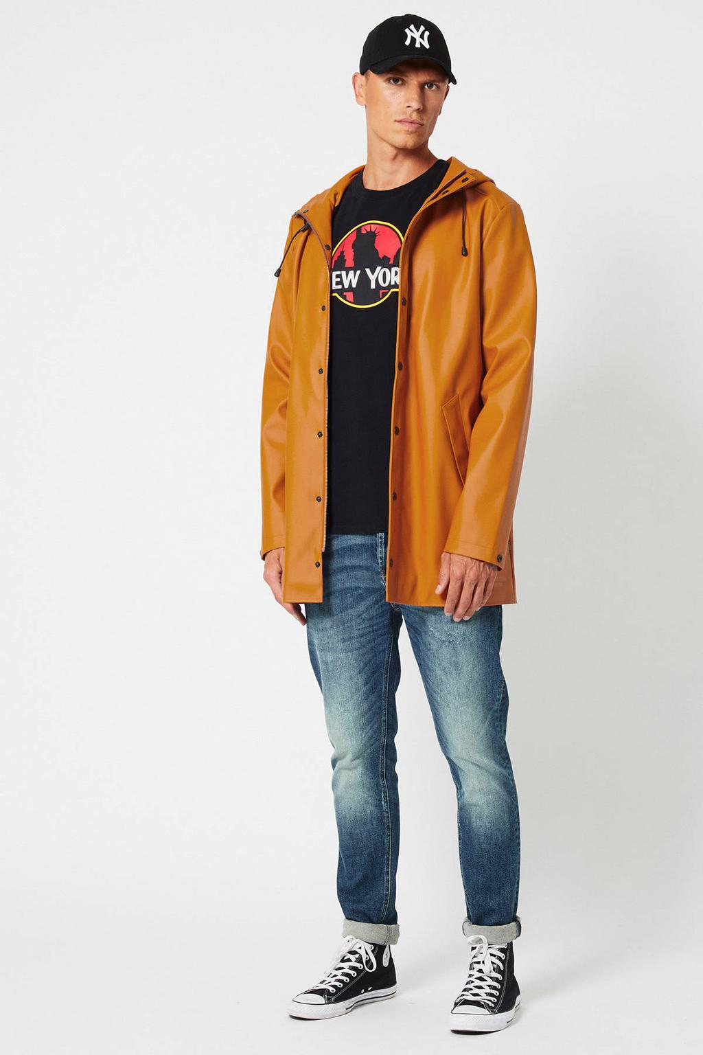 Oranje heren America Today regenjas Jace van gerecycled polyester met capuchon en rits- en knoopsluiting