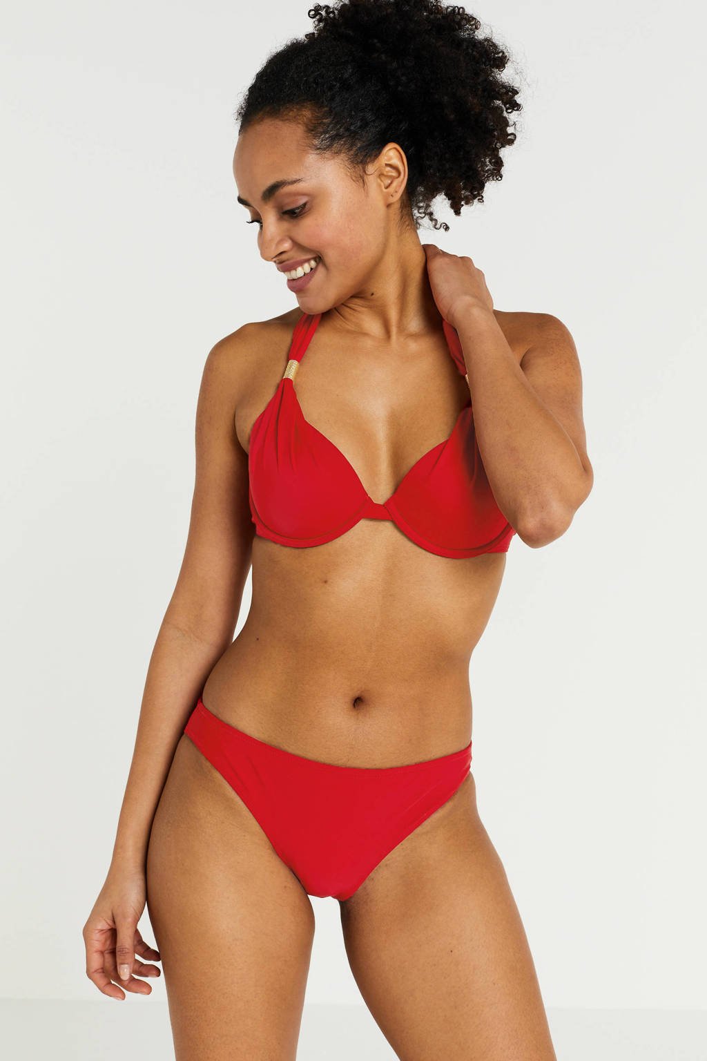 Zilver Chronisch koud BEACHWAVE voorgevormde push-up bikinitop rood | wehkamp