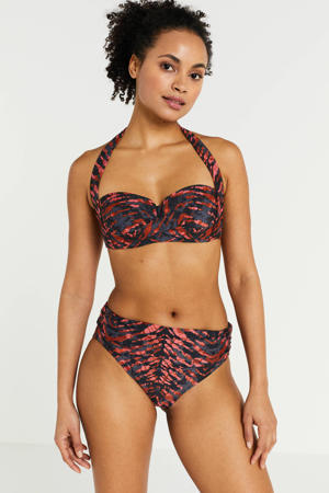 halter bikinitop met all over print rood/zwart