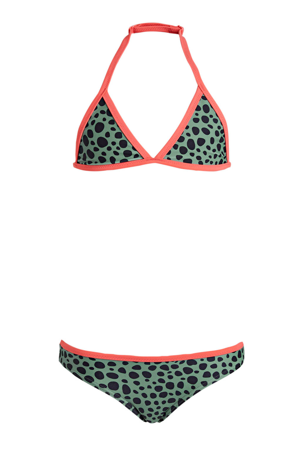 BEACHWAVE triangel bikini met stippen groen/zwart