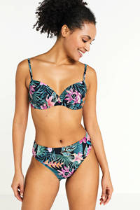 BEACHWAVE gebloemde beugel bikinitop groen/koraal/roze