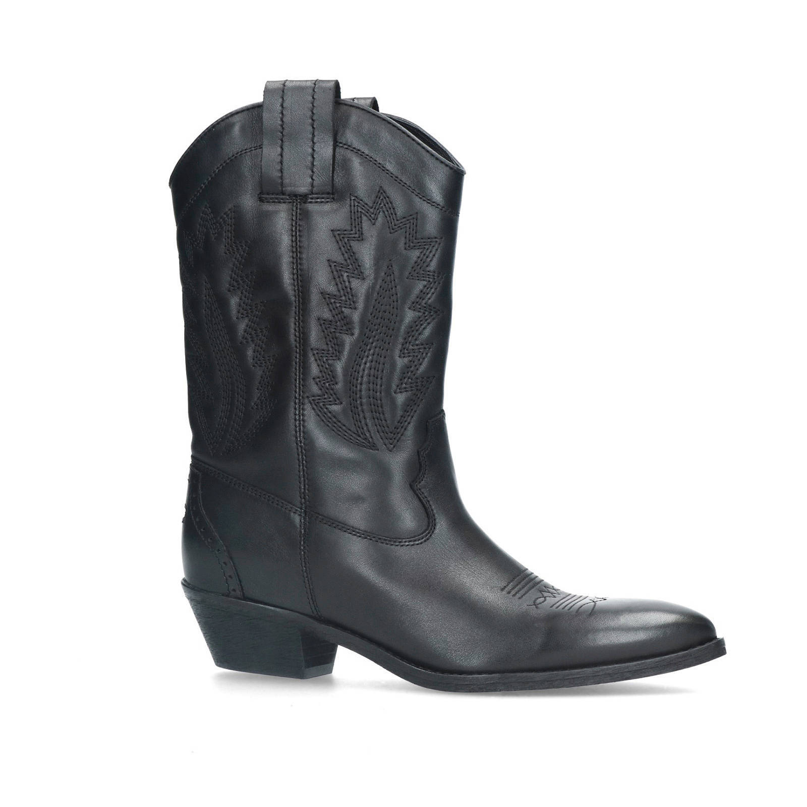 Sacha leren cowboylaarzen zwart | wehkamp