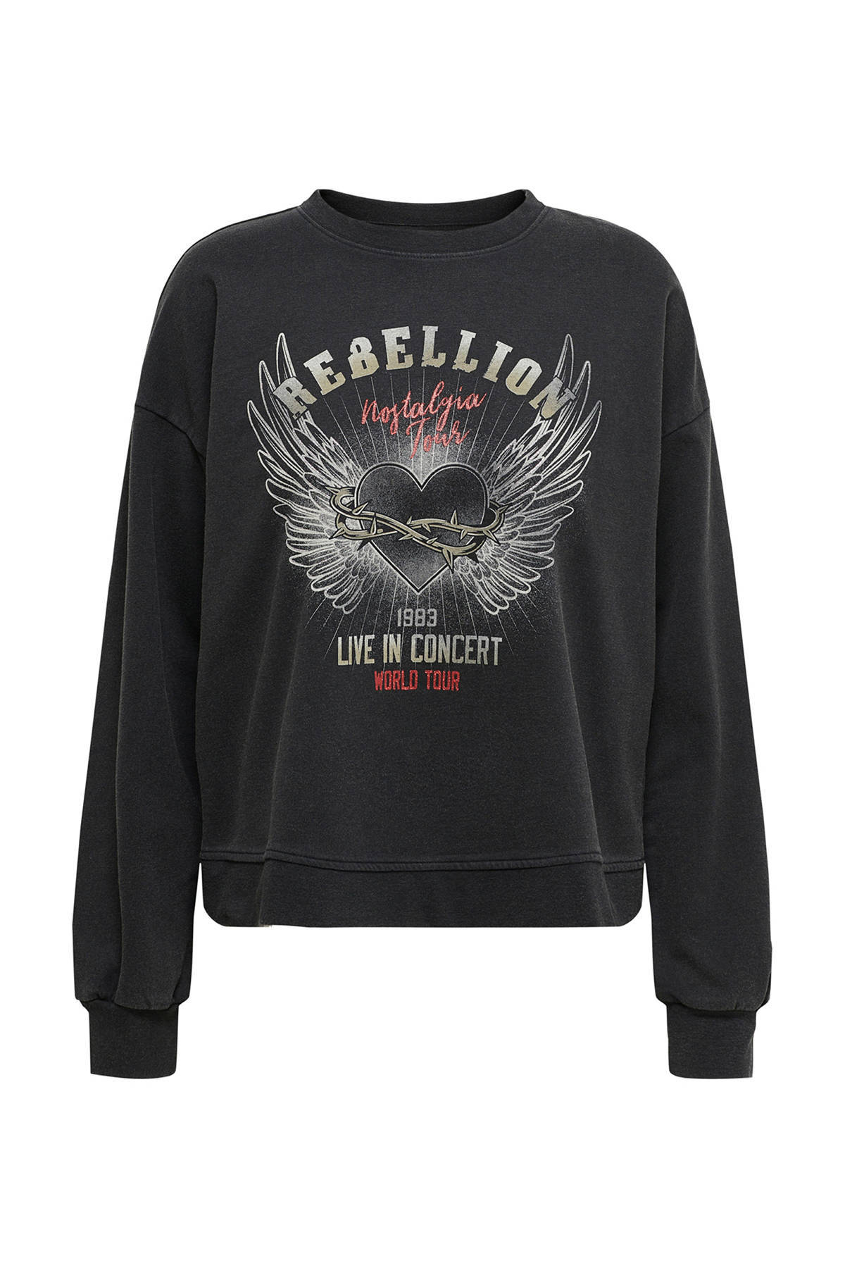 ONLY sweater Lucinda met printopdruk zwart online kopen