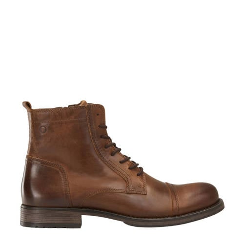 JACK & JONES JFWRUSSEL leren veterboots cognac afbeelding