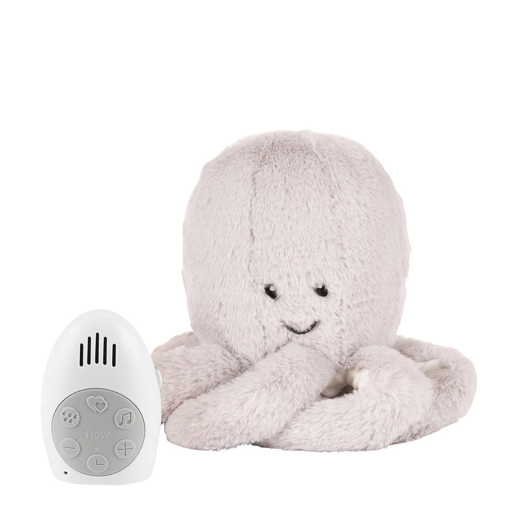 Flow Amsterdam hartslagknuffel olly octopus  grijs - knuffel 24 cm