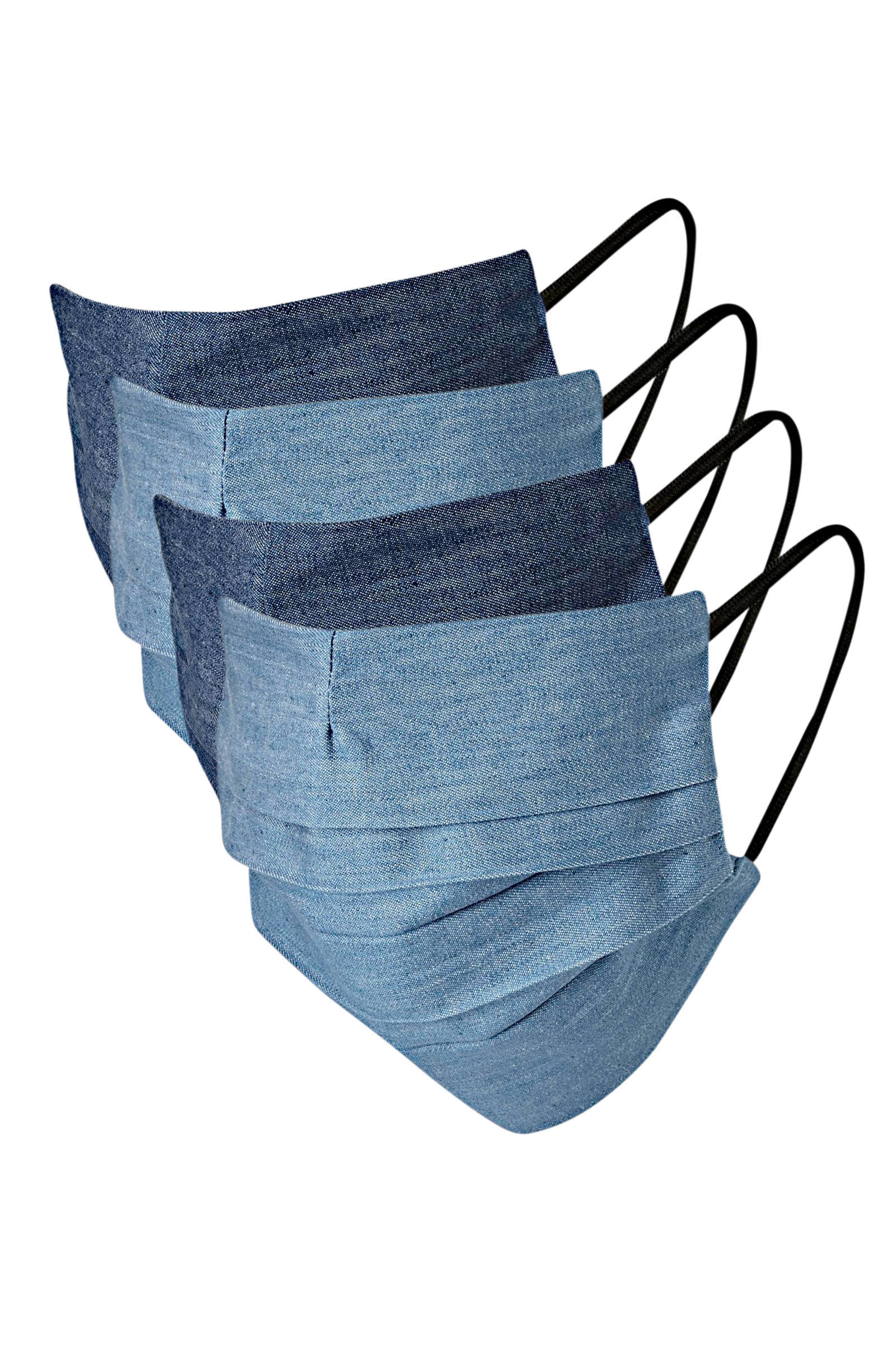anytime unisex mondkapje - set van 4 denim | wehkamp