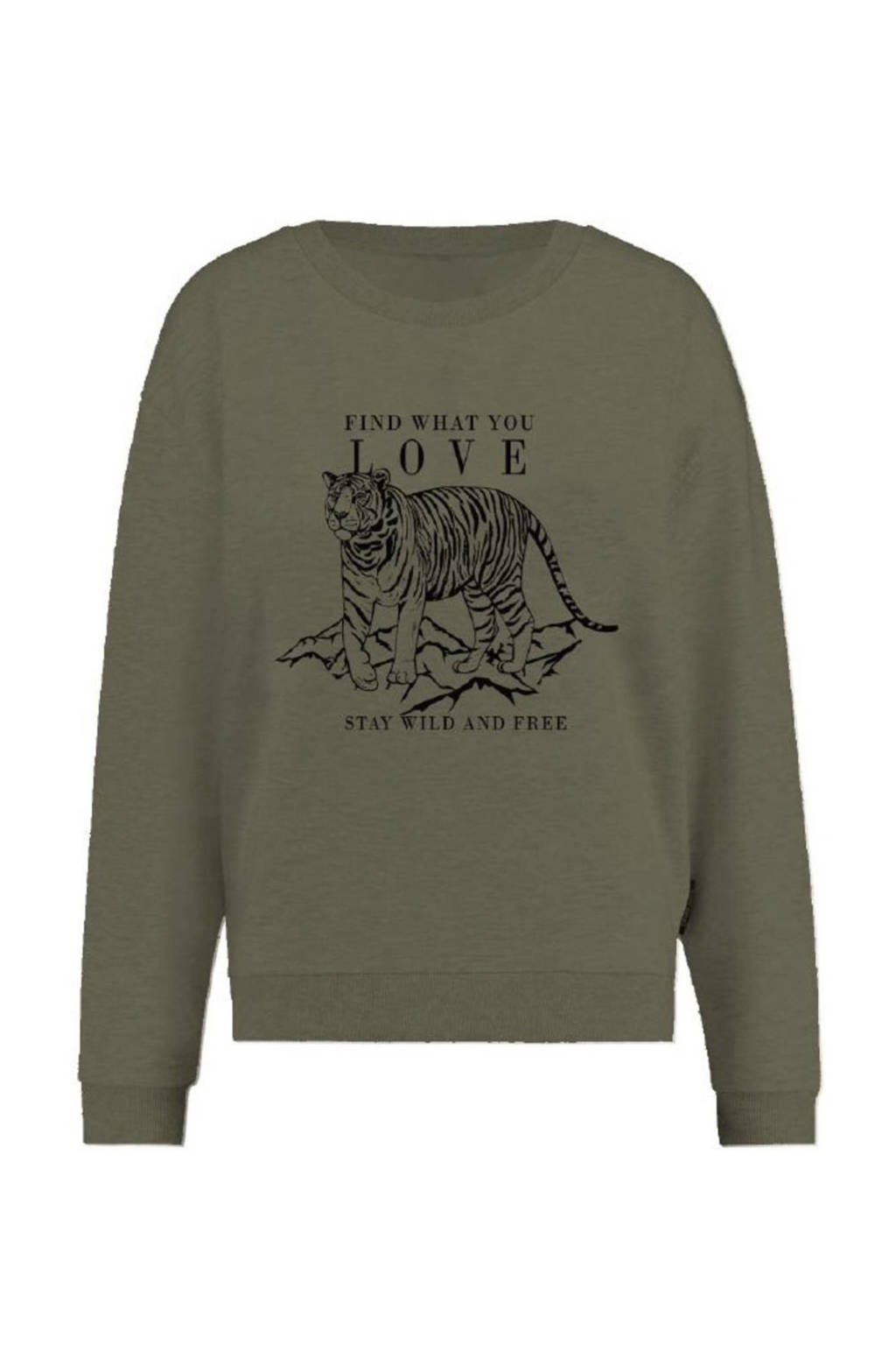 ONLY sweater met printopdruk groen, Groen
