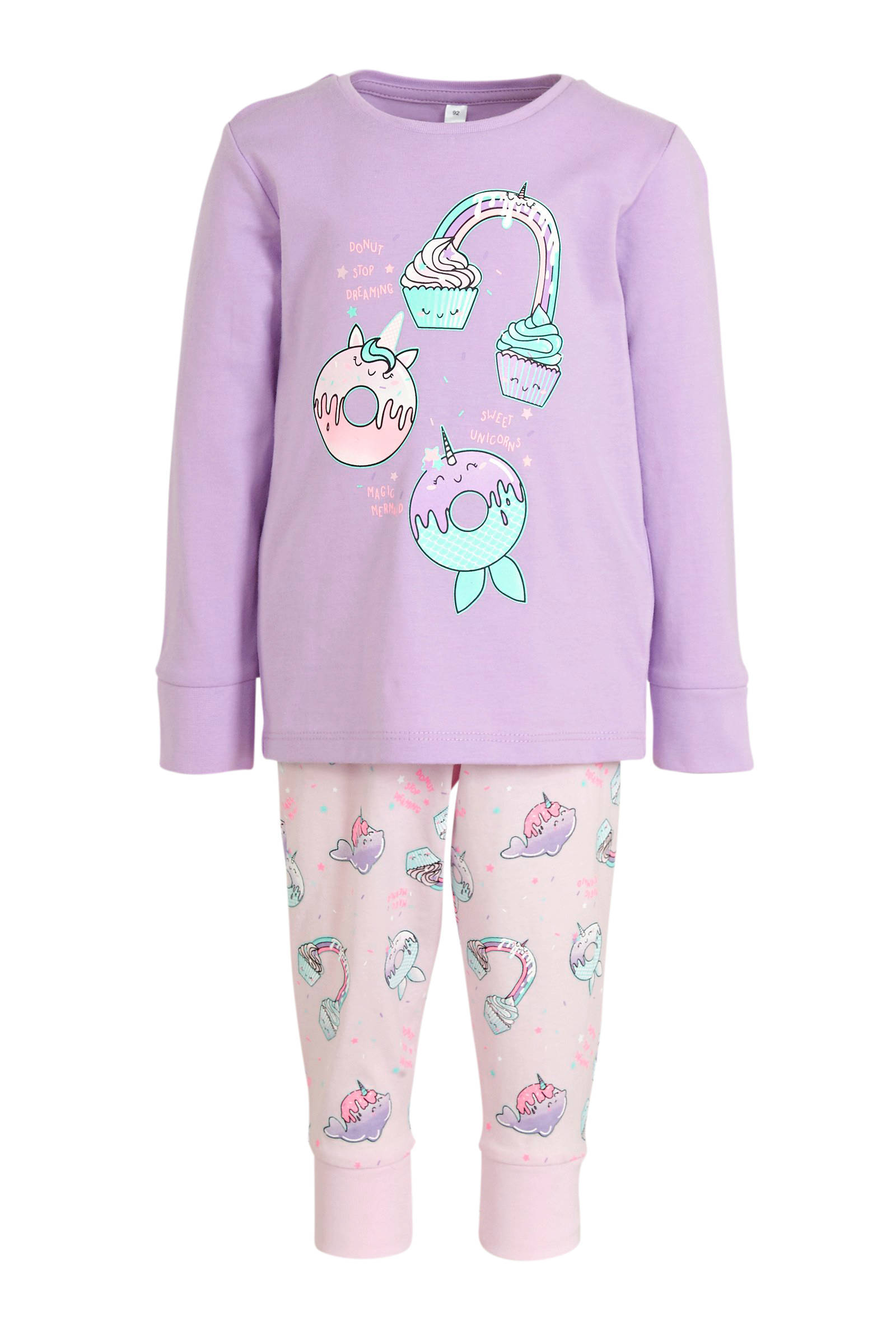 wehkamp Meisjes Kleding Nachtmode Pyjamas Pyjama set van 2 roze/lila 