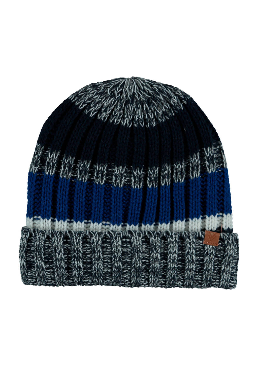 Sarlini gestreepte muts blauw, Blauw/grijs