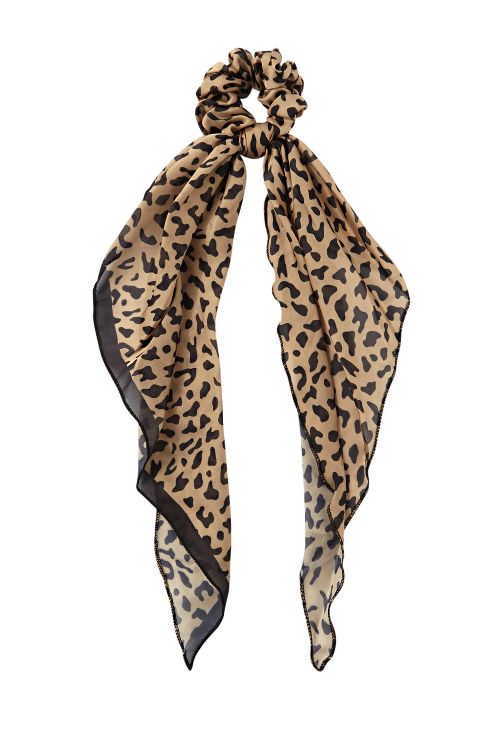 PIECES scrunchie met panterprint, Bruin/zwart