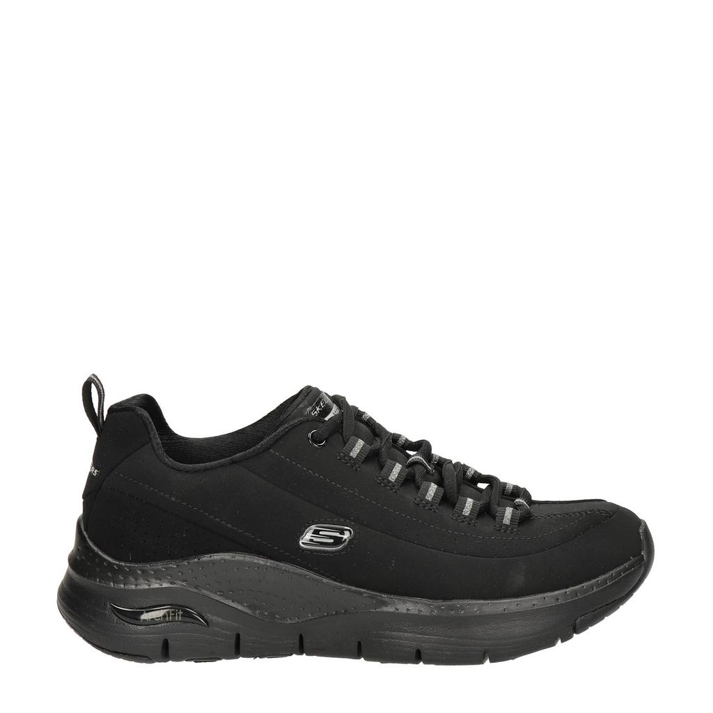 Zwarte dames Skechers Arch Fit sneakers van nylon met veters