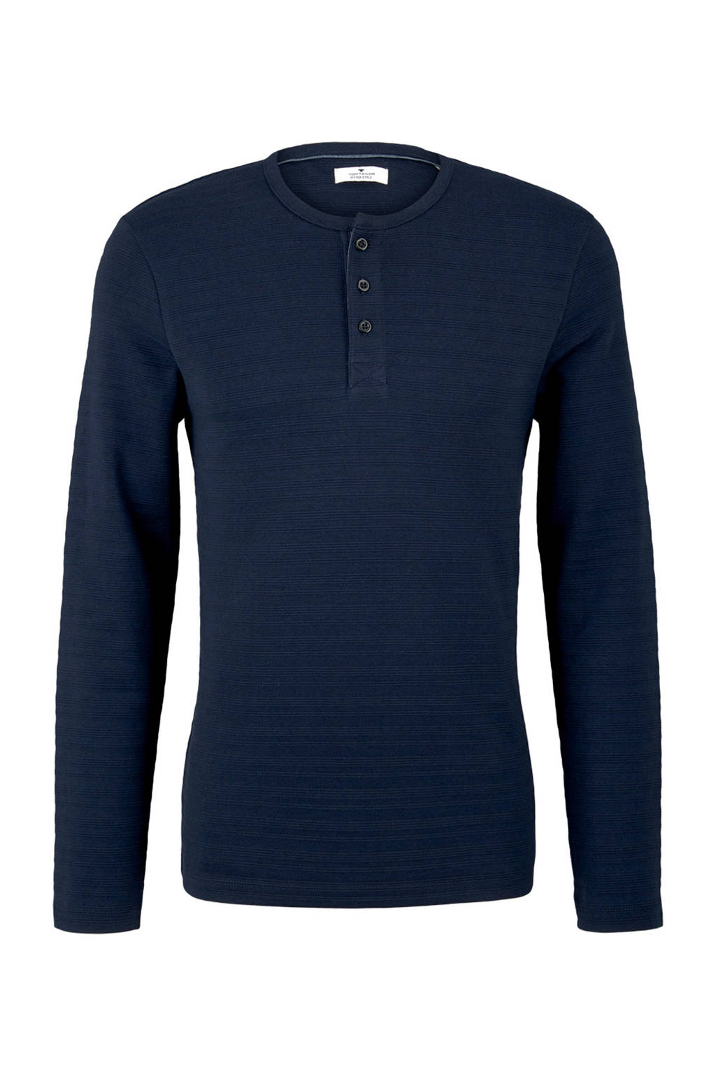 Tom Tailor longsleeve met textuur donkerblauw, Donkerblauw