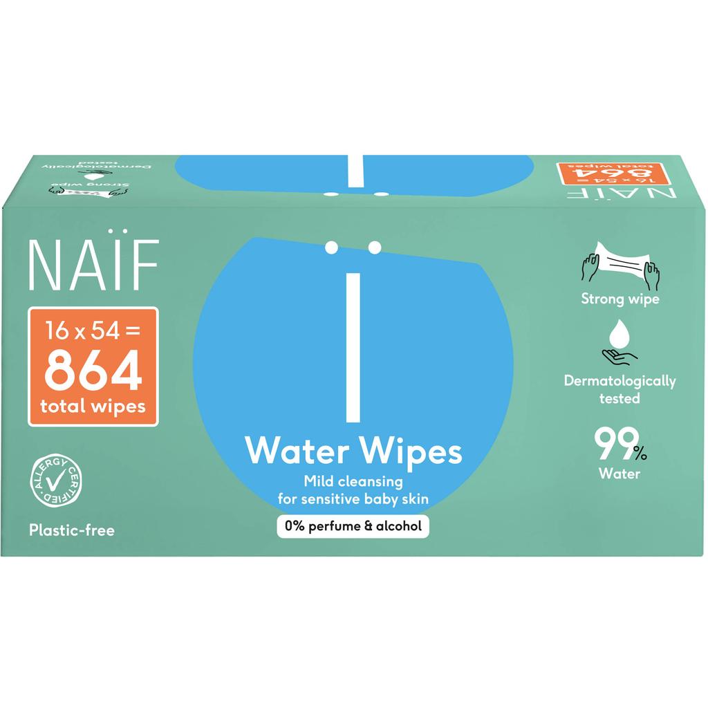 NAÏF 16 stuks - plasticvrije water billendoekjes
