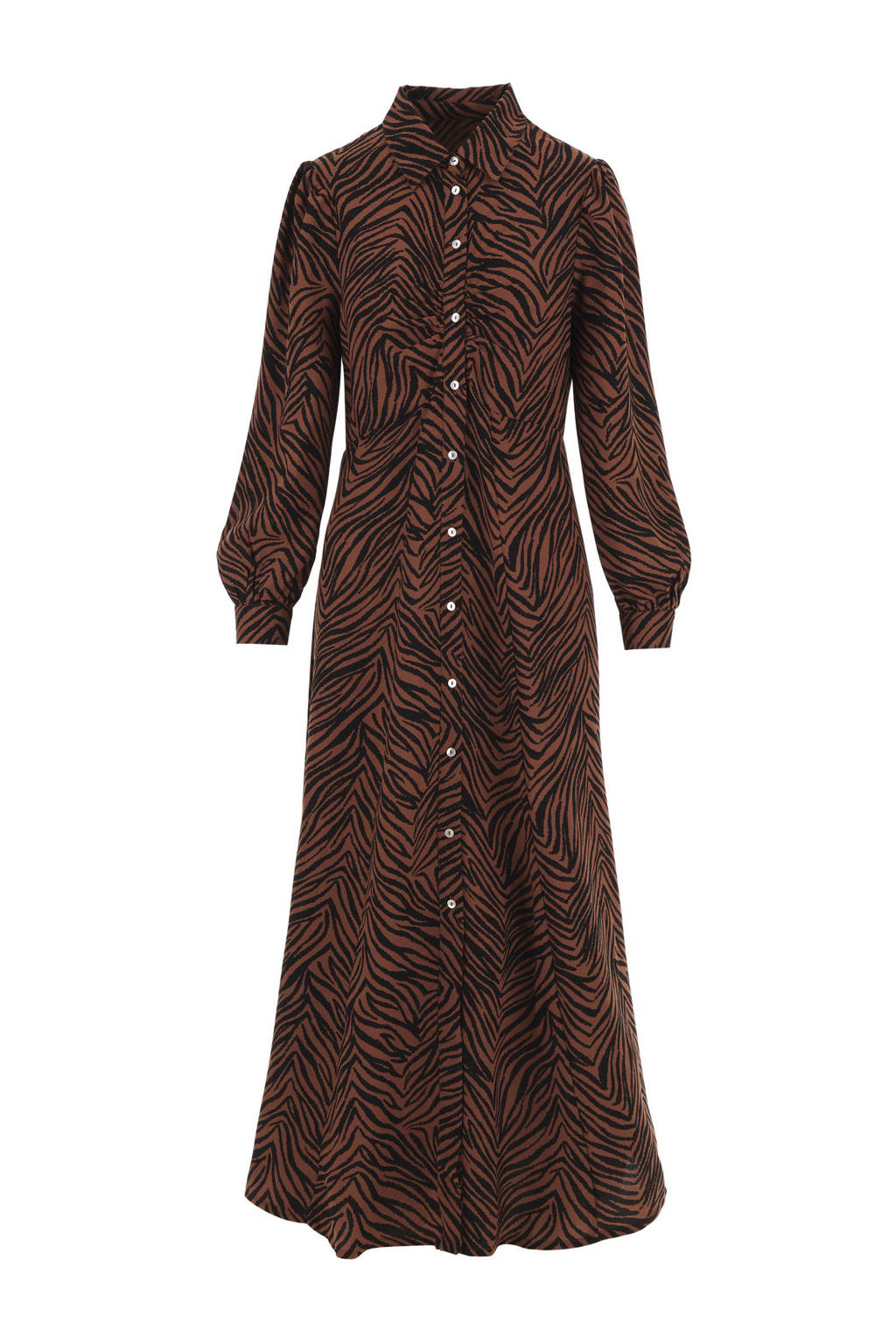 JD Williams maxi jurk met zebraprint en plooien bruin/zwart, Bruin/zwart