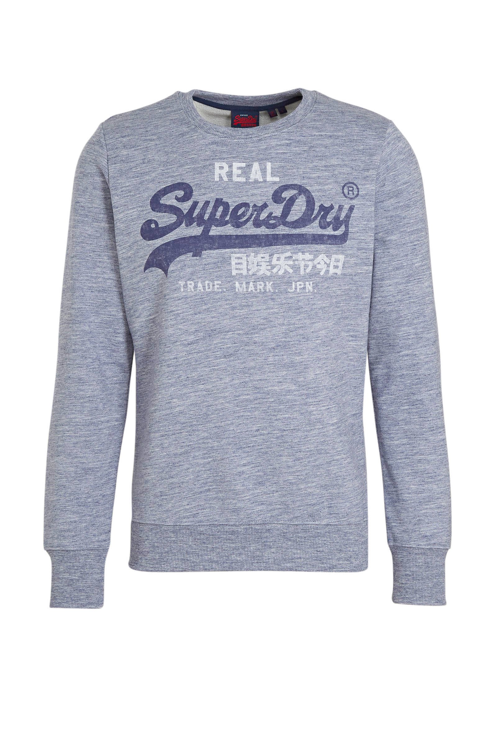 Superdry sweater met logo donkerblauw melange | wehkamp Superdry trui met logo grijsdonkerblauw | wehkamp