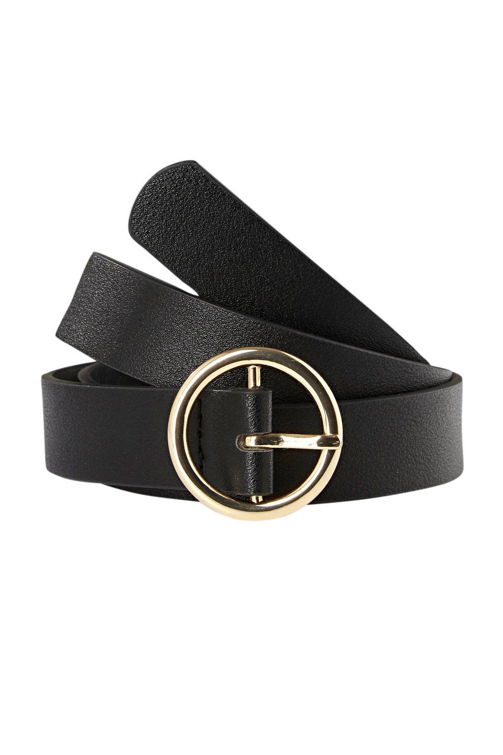 PIECES riem met goudkleurige gesp zwart, Zwart