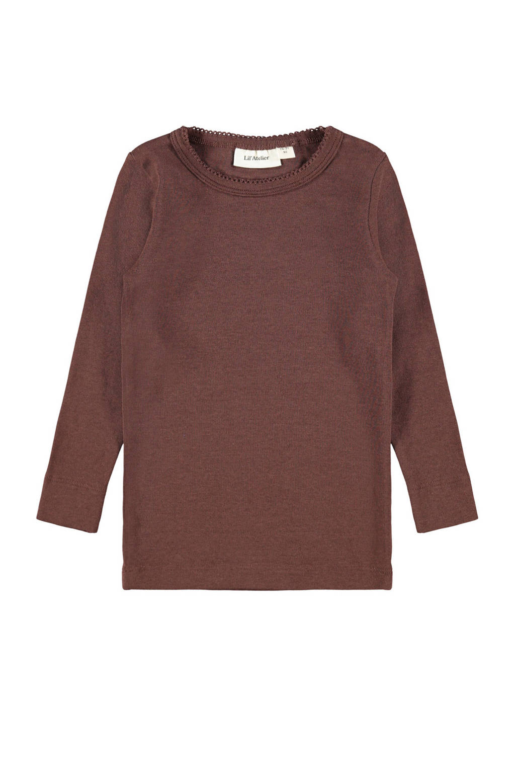 LIL' ATELIER BABY longsleeve Emke met biologisch katoen roodbruin, Roodbruin