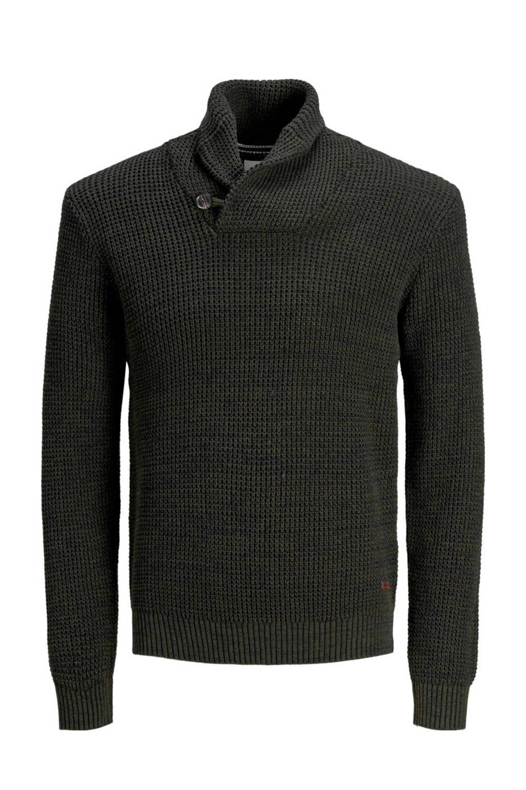 JACK & JONES ORIGINALS grofgebreide trui Vincent donkergroen, Donkergroen