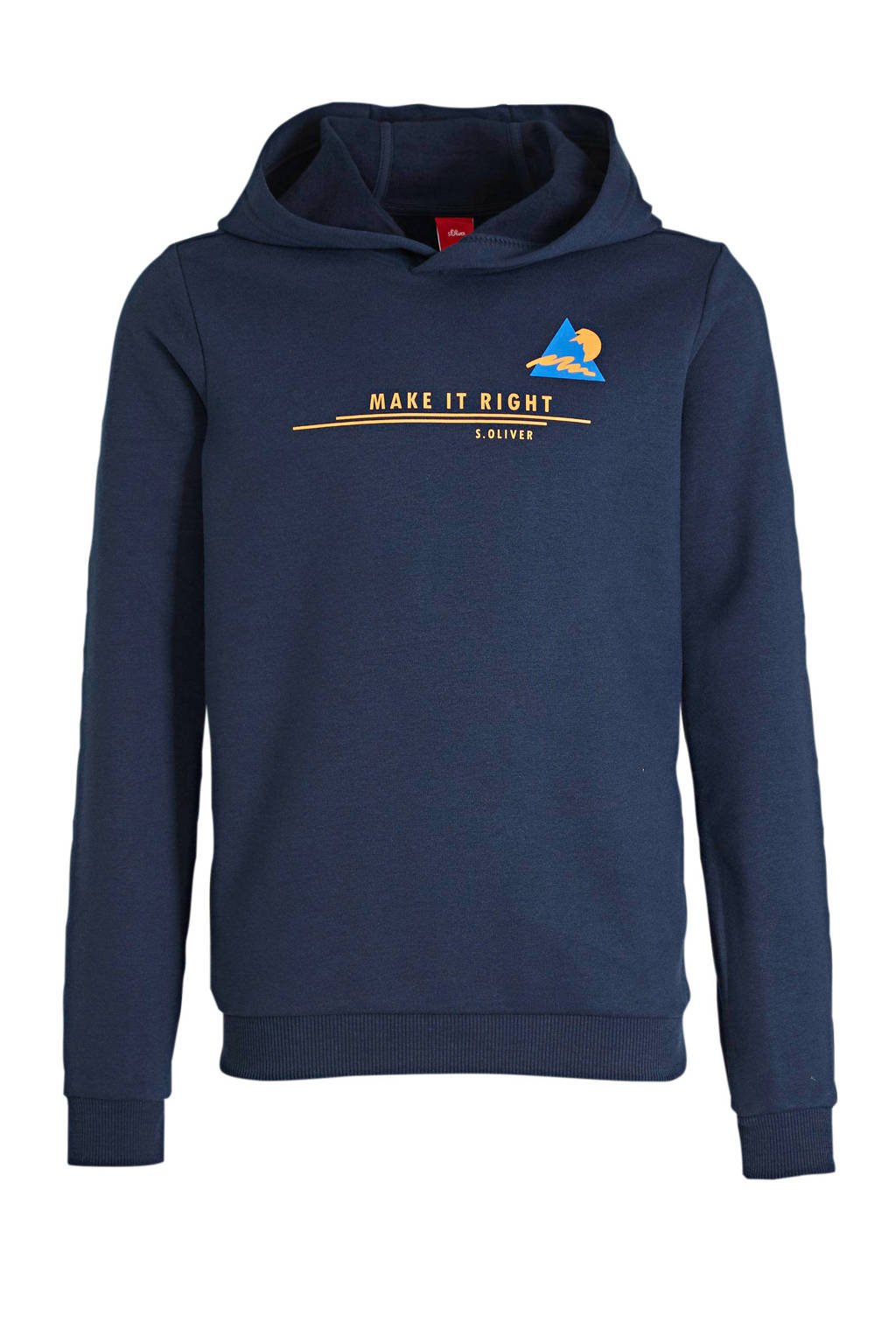 s.Oliver hoodie met printopdruk donkerblauw, Donkerblauw