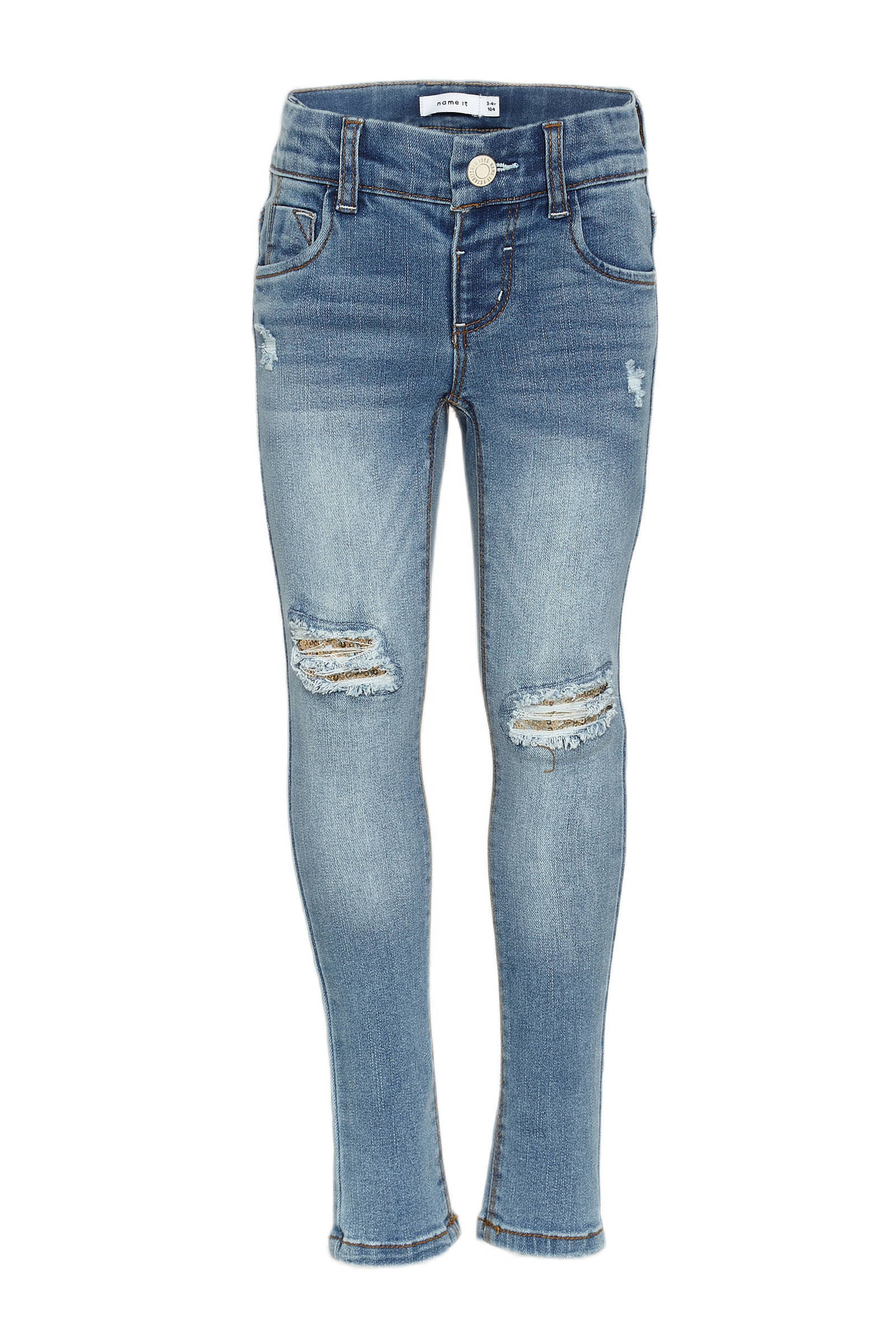 NAME IT KIDS slim fit jeans NKFPOLLY met pailletten blauw online kopen