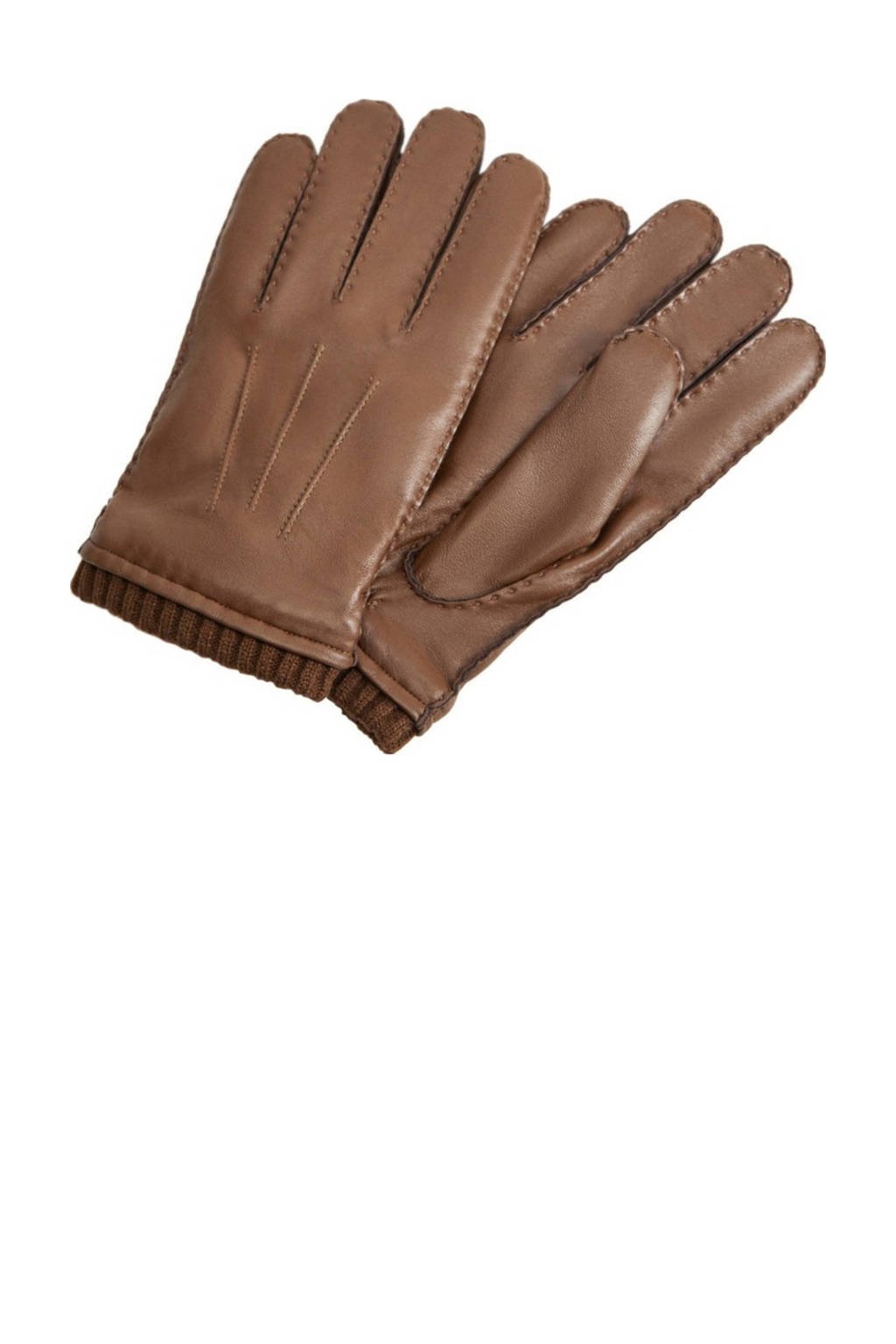 Mango Man leren handschoenen middenbruin, Middenbruin