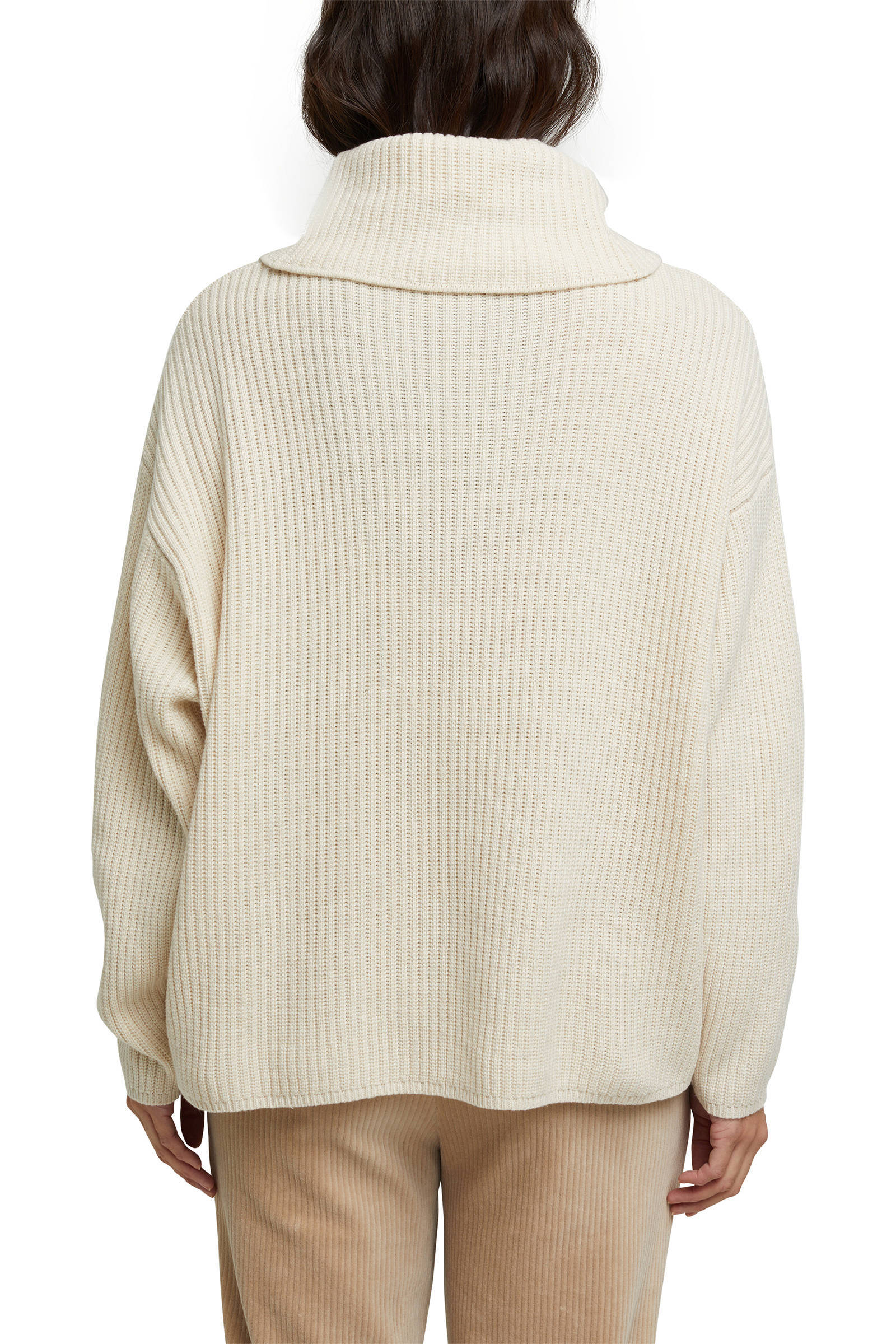 ESPRIT Women Casual gebreide trui ecru met kasjmier en ESPRIT Women Casual trui met rolkraag en kasjmier zwart