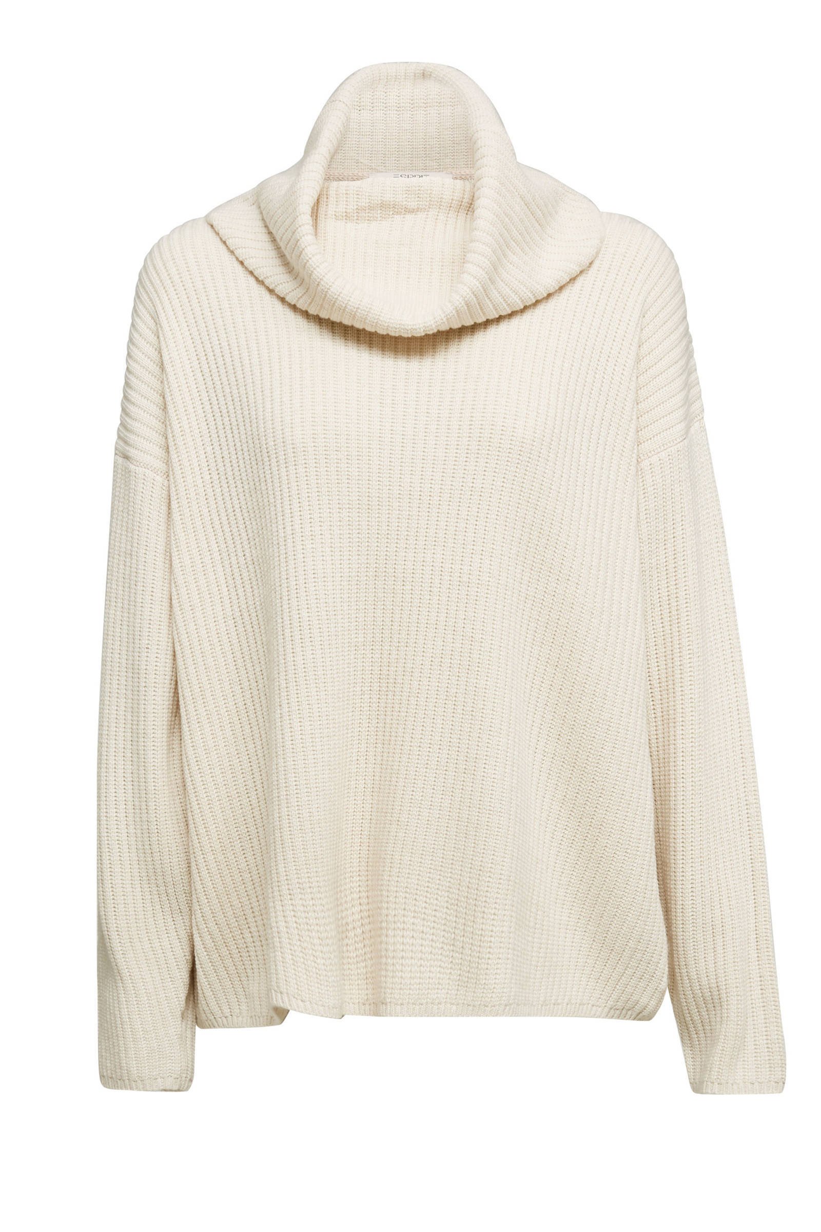 ESPRIT Women Casual gebreide trui ecru met kasjmier en ESPRIT Women Casual trui met rolkraag en kasjmier zwart