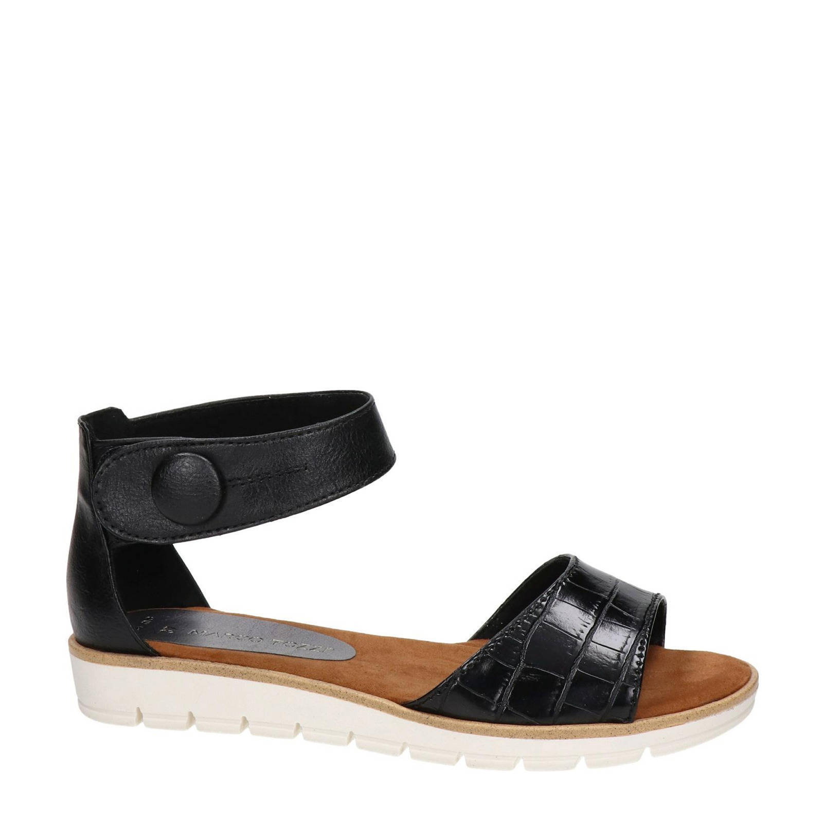 Marco Tozzi sandalen met crocoprint zwart | wehkamp