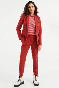 Rode dames WE Fashion blazer van polyester met lange mouwen, reverskraag en knoopsluiting