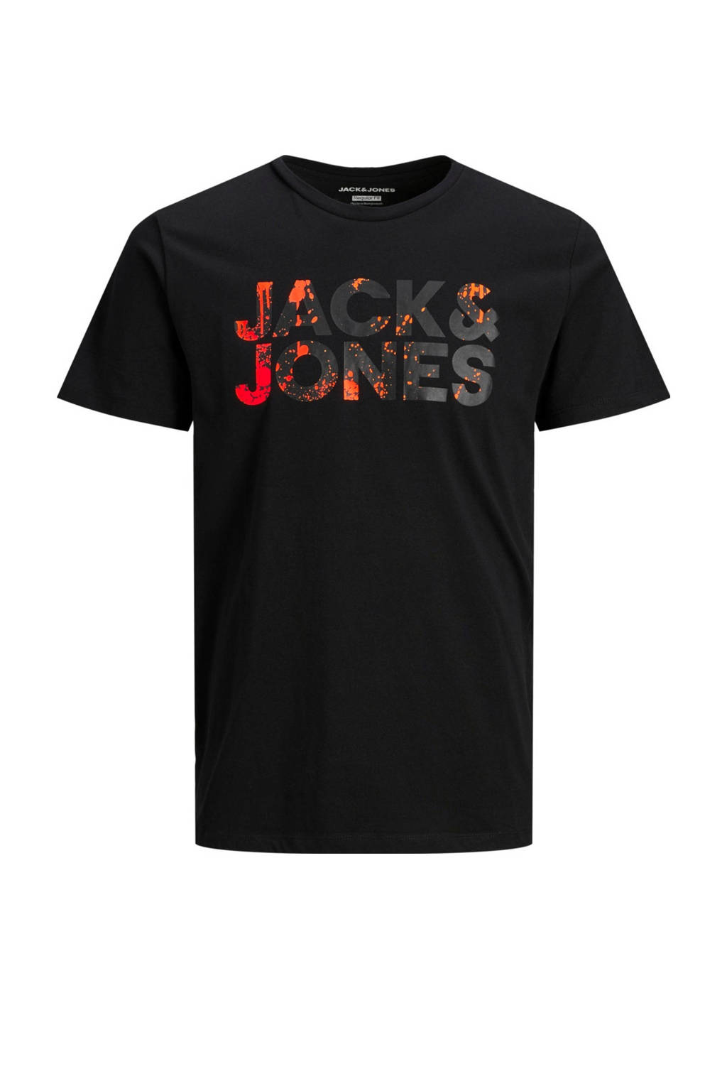 JACK & JONES JUNIOR T-shirt Plash met logo zwart/rood, Zwart/rood