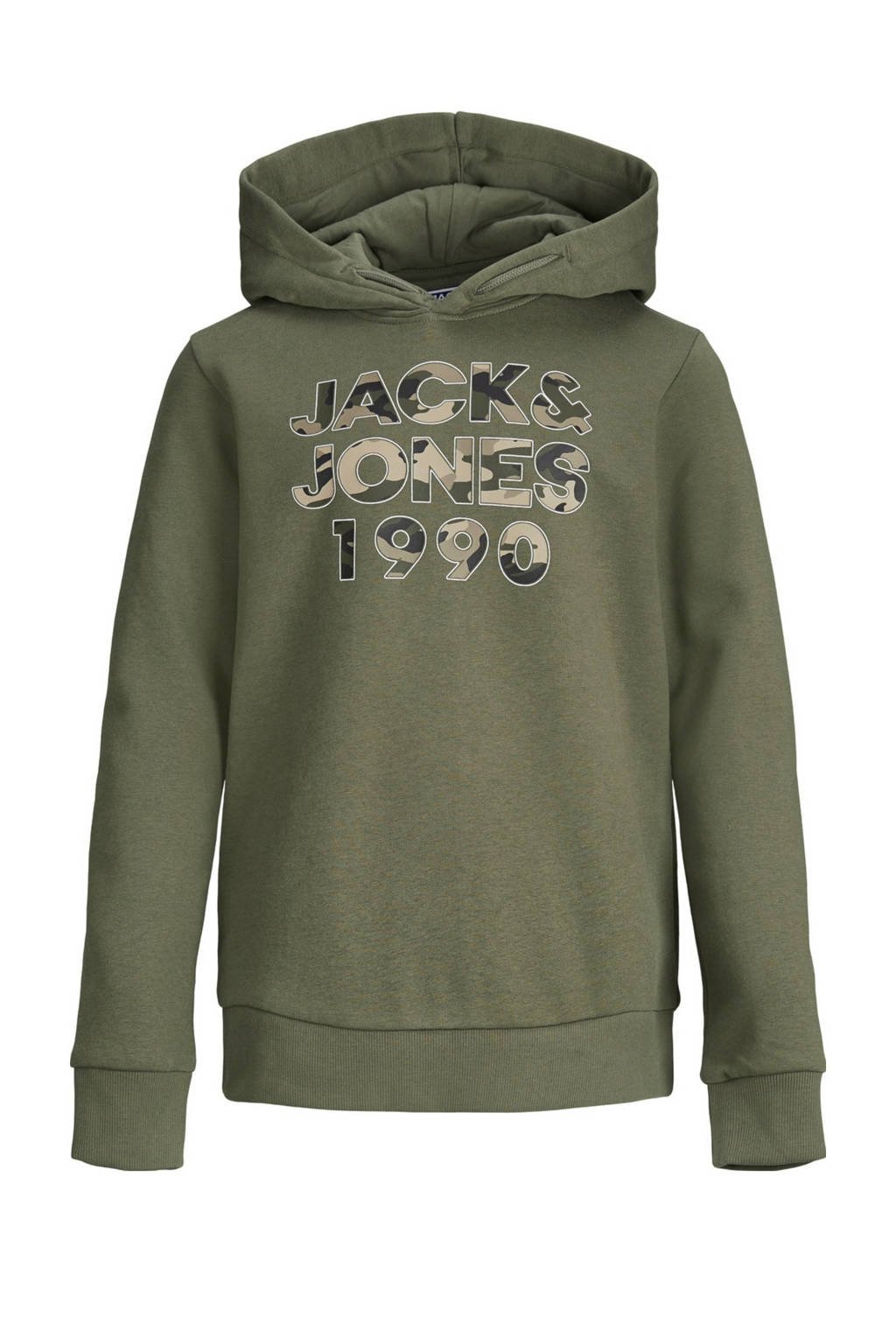 JACK & JONES JUNIOR hoodie Amoman met logo olijfgroen, Olijfgroen