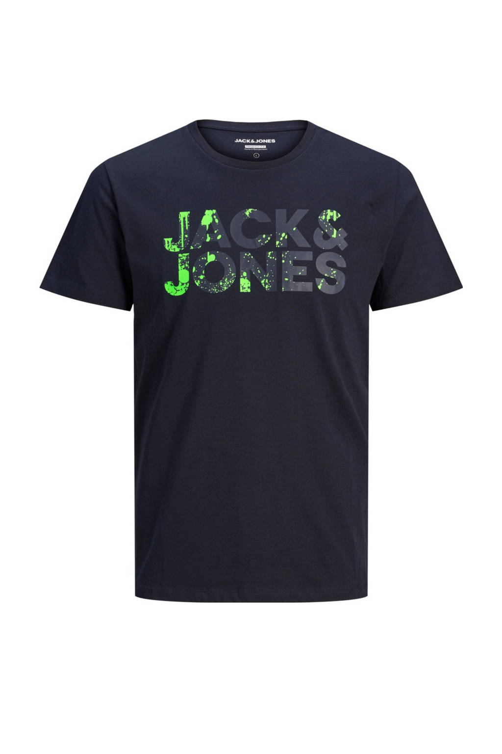 JACK & JONES JUNIOR T-shirt Plash met logo donkerblauw/groen, Donkerblauw/groen