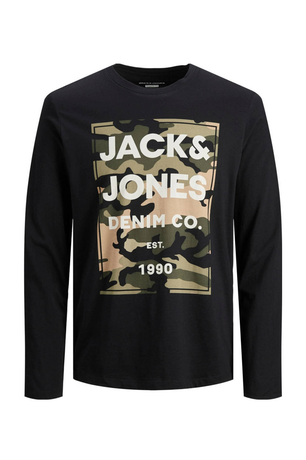JACK & JONES JUNIOR longsleeve Amoman van biologisch katoen zwart, Zwart