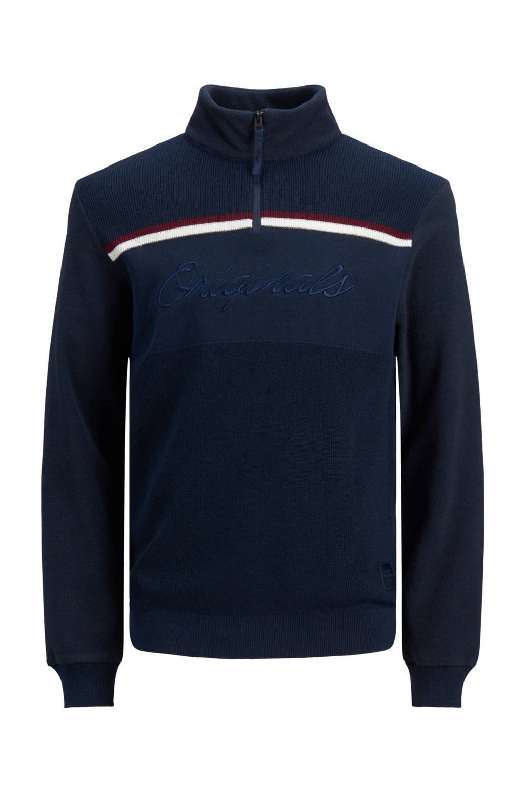 JACK & JONES JUNIOR trui Bradley met biologisch katoen donkerblauw/wit/donkerrood, Donkerblauw/wit/donkerrood