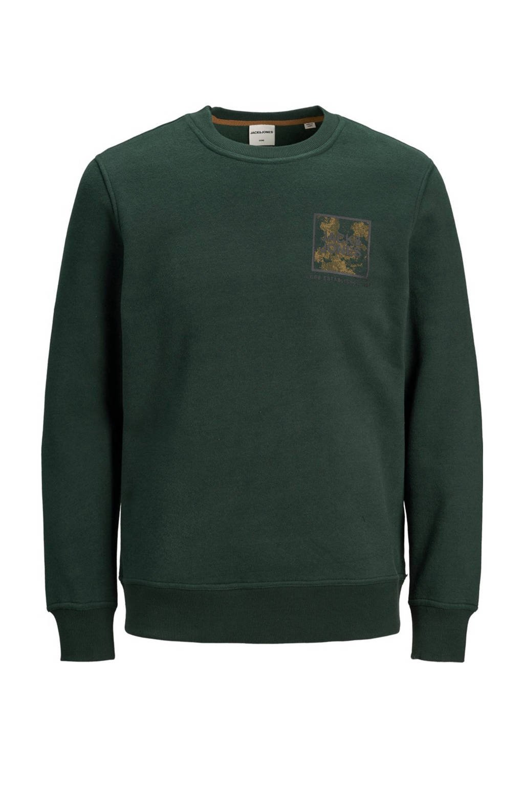 JACK & JONES JUNIOR sweater Ottos met printopdruk donkergroen, Donkergroen