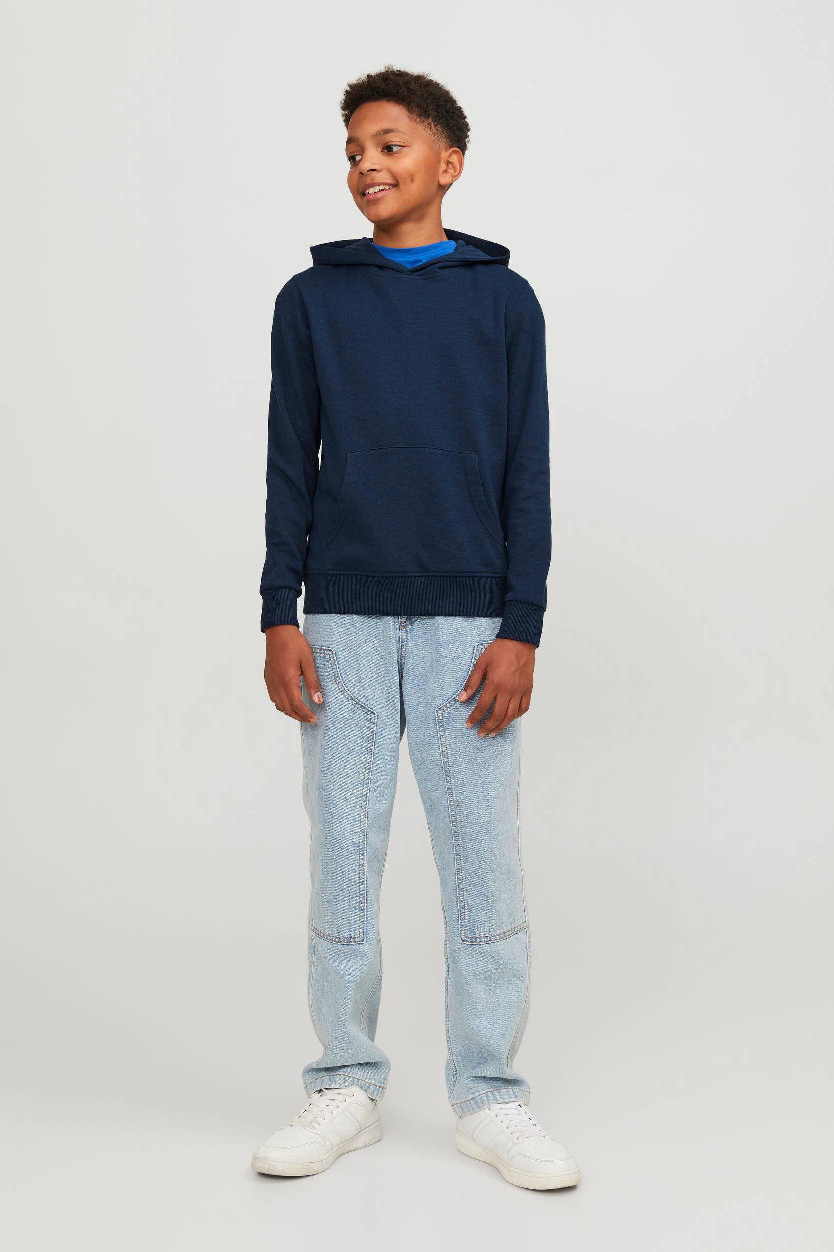 JACK JONES JUNIOR hoodie JJEBASIC donkerblauw wehkamp