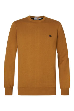 fijn gebreide pullover van katoen oker