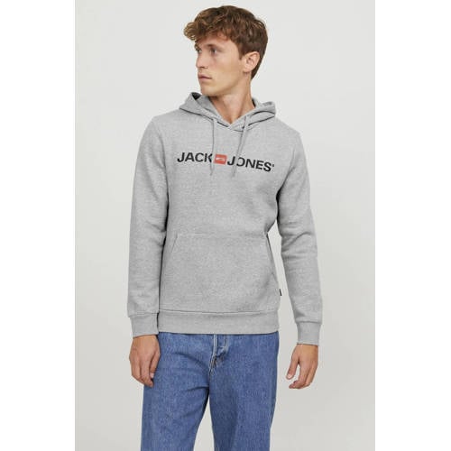 JACK & JONES ESSENTIALS hoodie JJECORP met logo grijs melange afbeelding
