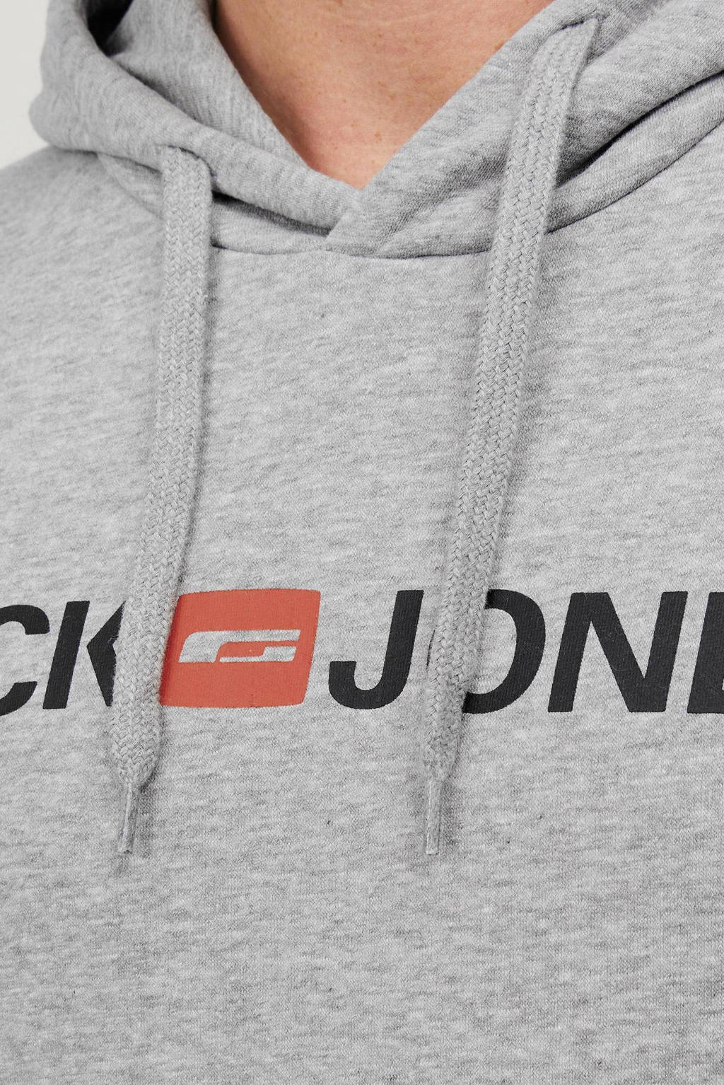 JACK & JONES ESSENTIALS hoodie JJECORP met logo grijs melange, Grijs melange
