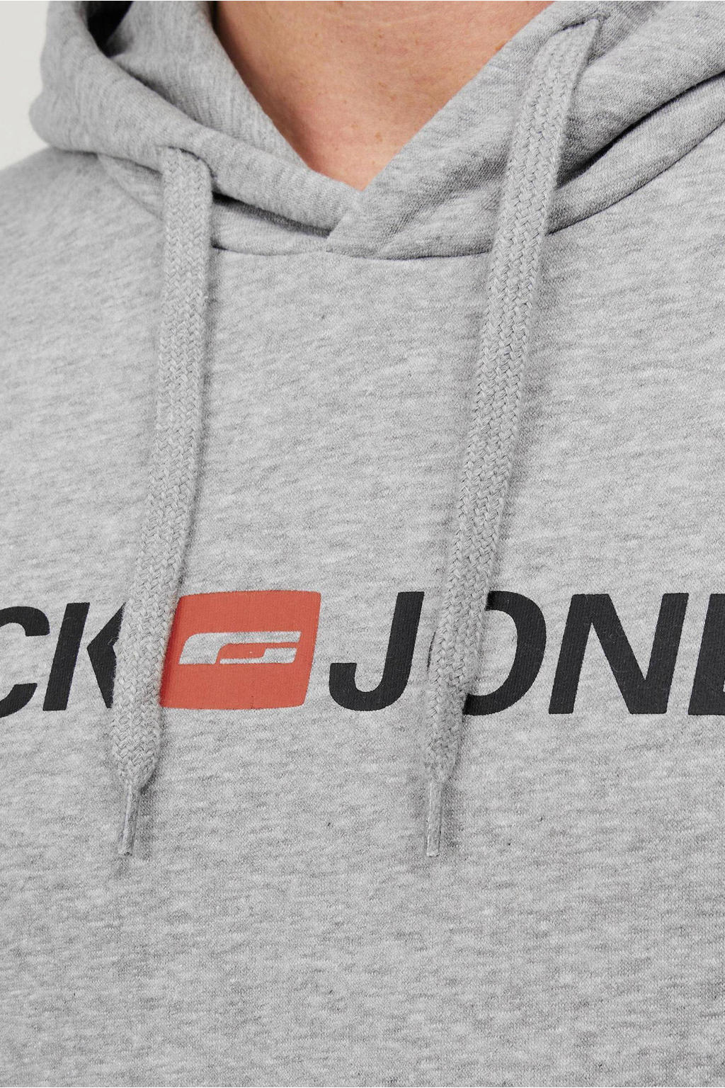 JACK & JONES ESSENTIALS hoodie JJECORP met logo grijs melange