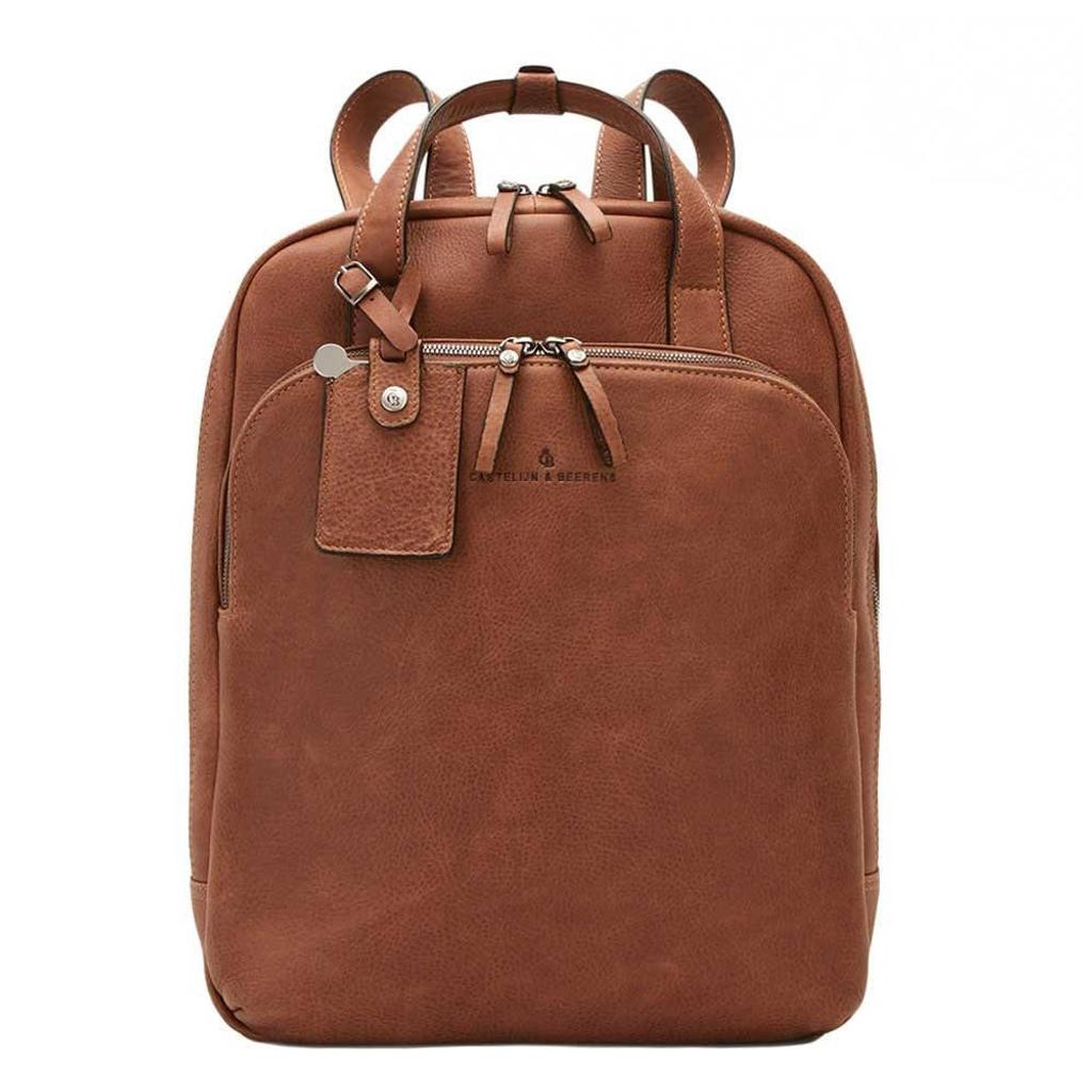 Castelijn & Beerens 15,6 inch leren rugzak Carisma cognac