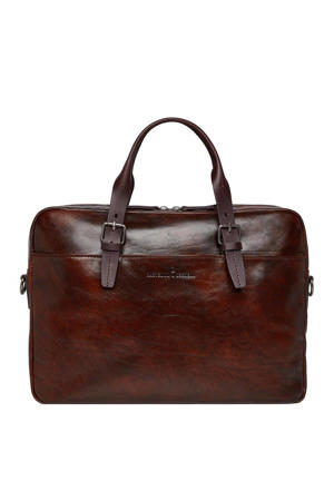 15.6 inch leren laptoptas Rien donkerbruin